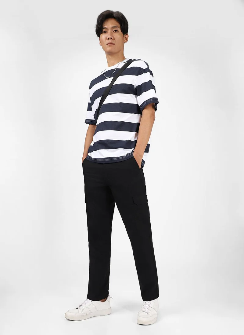 Urbano Fashion  Urbano Fashion Men's Black Regular Fit Solid Cargo Chino Pant With 6 Pockets for Men | Best Price UAE